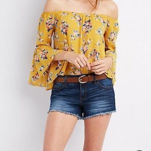 Off shoulder floral top with bell sleeves